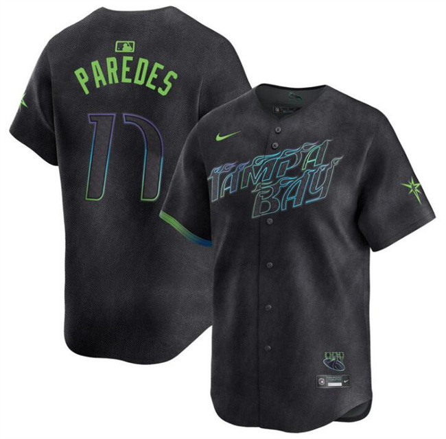 Men's Tampa Bay Rays #17 Isaac Paredes Charcoal 2024 City Connect Limited Stitched Baseball Jersey Men's Tampa Bay Rays #17 Isaac Paredes Charcoal 2024 City Connect Limited Stitched Baseball Jersey